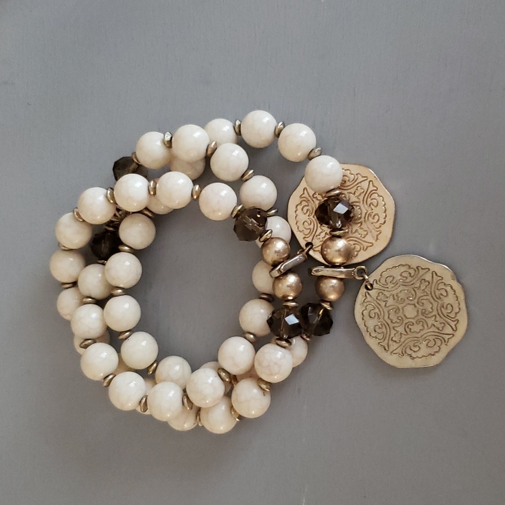 Premiere Designs stretch bracelet trio with removable charms.